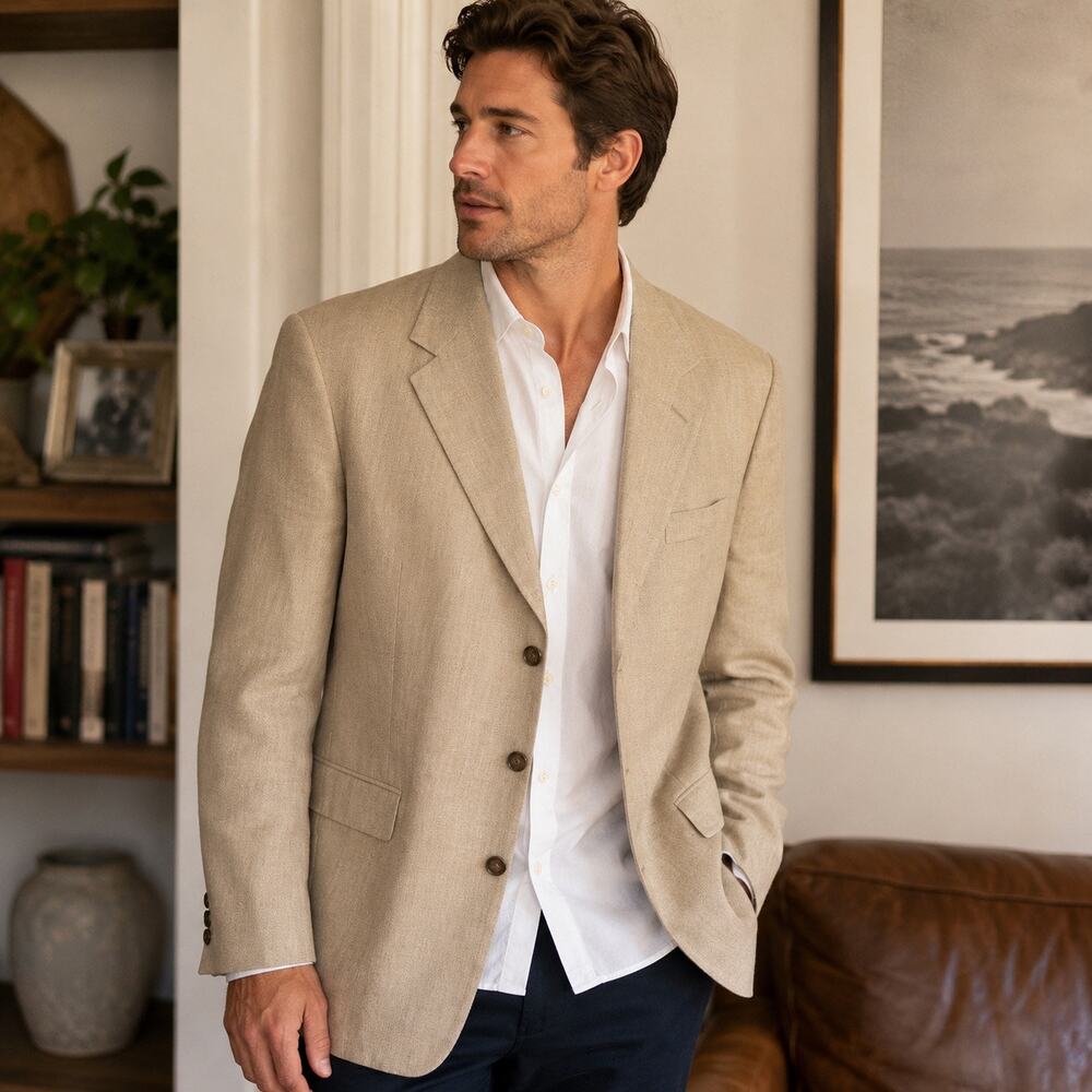 Eddie Bauer Beige Linen Sport Coat
